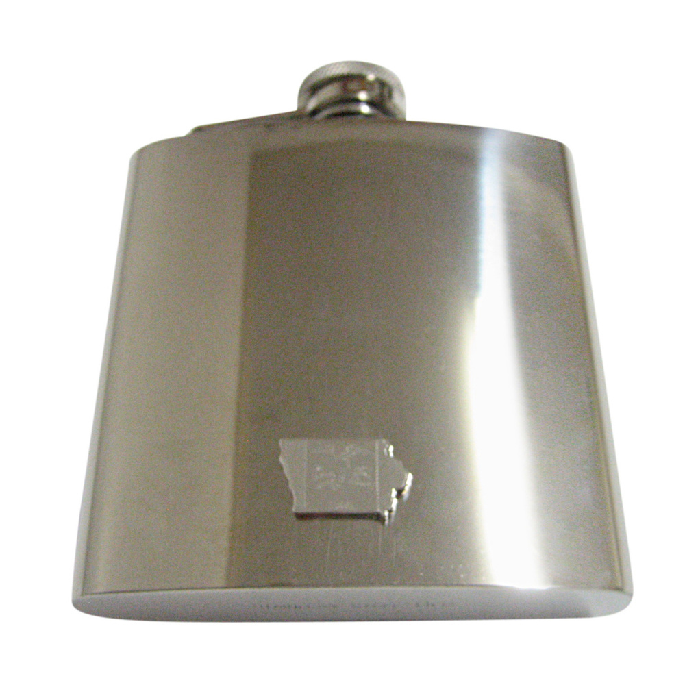 Iowa State Map Shape And Flag Design 6oz Flask - image 1